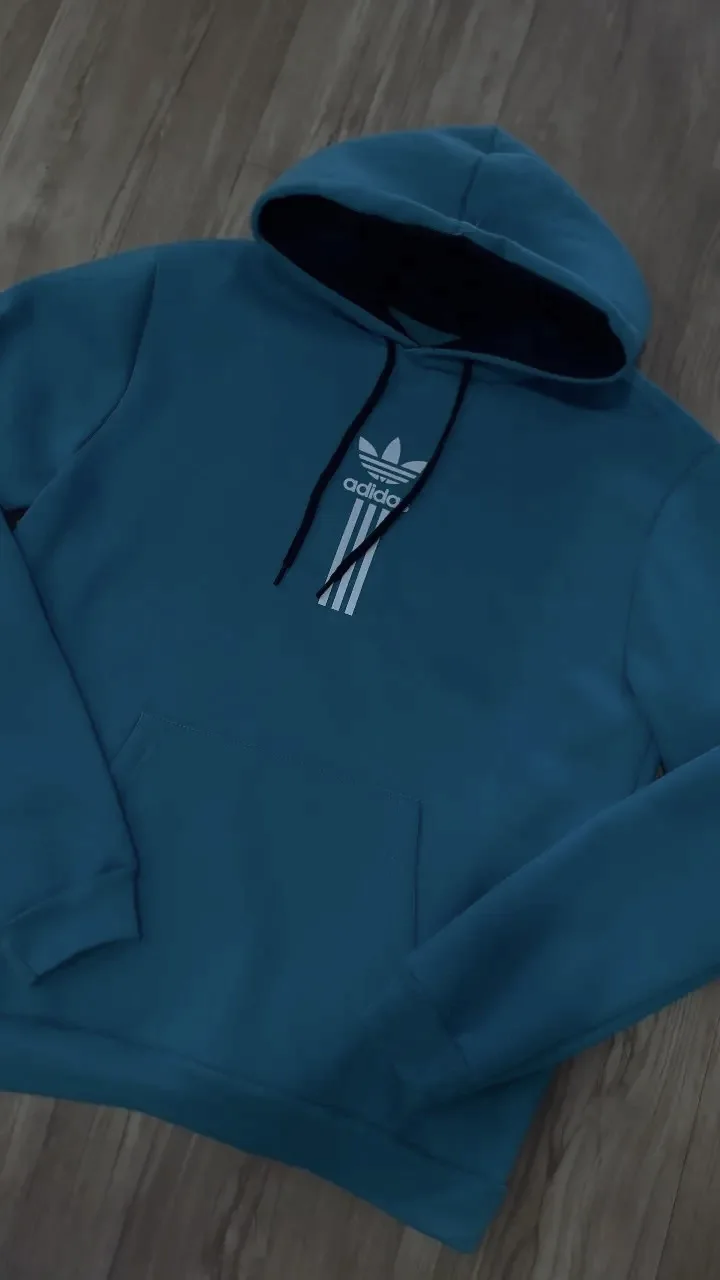 Moletom 3 cabos Adidas azul-petróleo